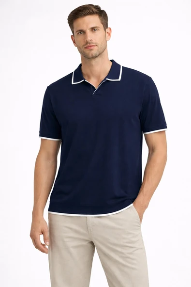 Cazador Erkek Polo Yaka Triko Tshirt 34125 Lacivert ürün görseli 1