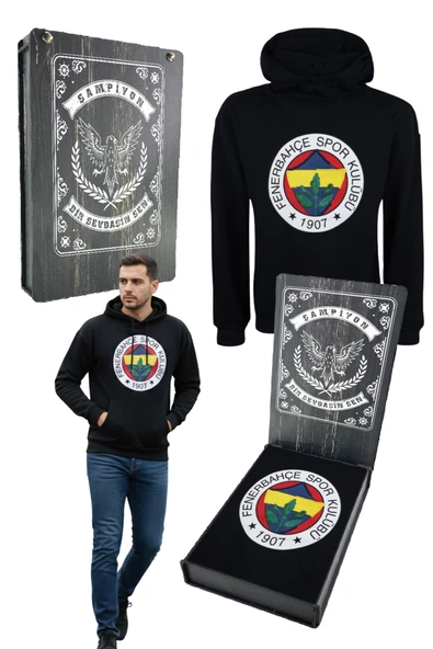 Fenerbahçe Orijinal Lisanslı FB Logolu Lacivert Kapüşonlu Sweat Lazer Kutu Hediyeli ürün görseli 1