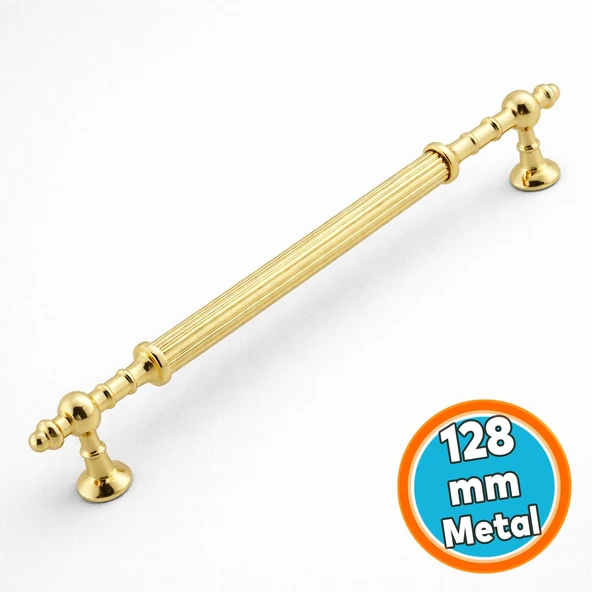 Mobilya Çekmece Mutfak Dolabı Dolap Kulpları Kulbu Kulpu Altın Gold Metal Kulp 128 mm- 12.8 cm ürün görseli 1