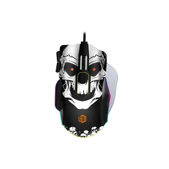 Lecoo MG1102 Kablolu RGB 8200DPI 10 Makro Tuşlu Kuru Kafa Desenl Mouse&Mousepad ürün görseli 1