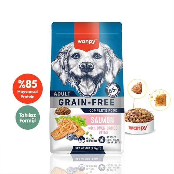 Wanpy Tahılsız Somonlu  Yetişkin Köpek  Maması 1,5 Kg ürün görseli 1