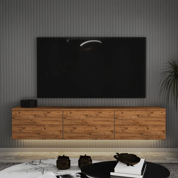 T0020 Alston Duvara Monte Sehpası – LED Işıklı, Modern Tasarım, 160 cm  atlantik çam ürün görseli 1