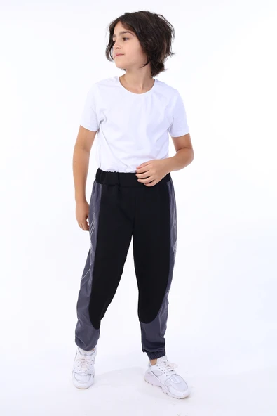 Toontoy Erkek Çocuk Baskılı Beli Paçası Lastikli Cepli Basic Jogger Eşofman Altı - Renk Bloklu & 2 İplik ürün görseli 1