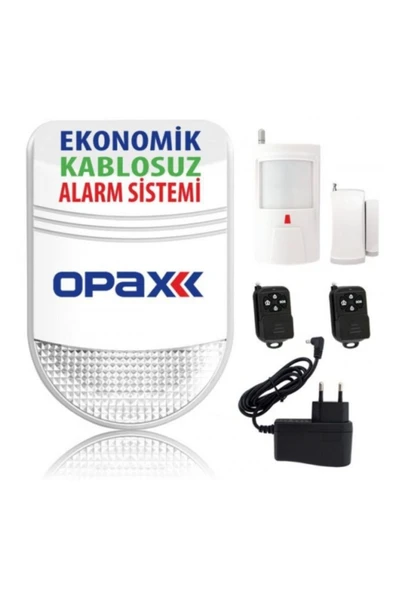 OPAX Bgr-06 Ekonomik Kablosuz Alarm Sistemi (siren+pır+manyetik Kontak+2 Adet Kumanda+adaptör) ürün görseli 1