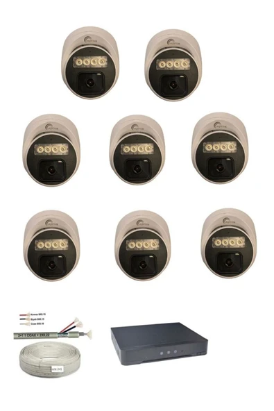 APROX 8 Lİ 2 MP SESLİ AHD WARMLED GÜVENLİK KAMERA SETİ ürün görseli 1