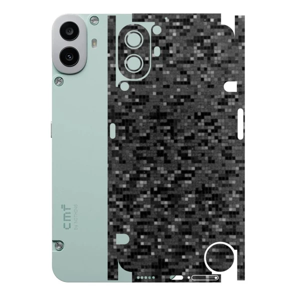 CMF Phone 1 ile Uyumlu 360 Arka Kaplama   Pixel Desenli Siyah ürün görseli 1