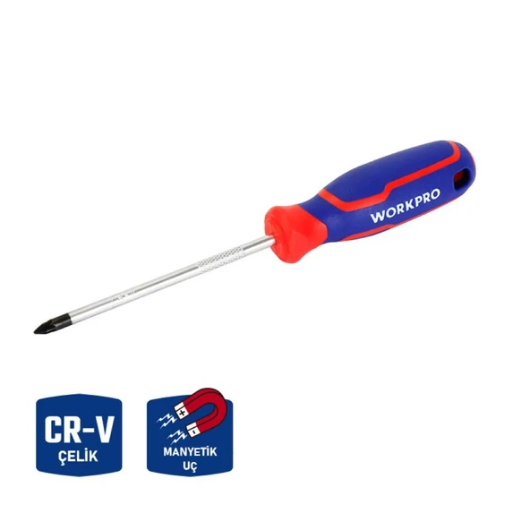 WORKPRO WP221036 PZ1x100mm CR-V Manyetik Profesyonel Yıldız Tornavida ürün görseli 1