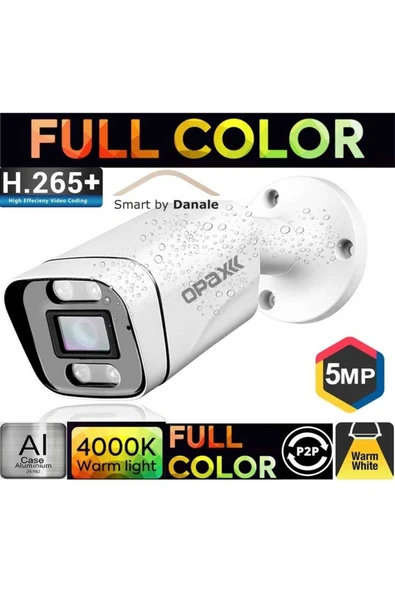 OPAX -7005 5 Mp Ip (2880x1620) H.265+ 4 Warm Lıght Full Color 3.6 Mm Metal Bullet Ip Camera ürün görseli 1