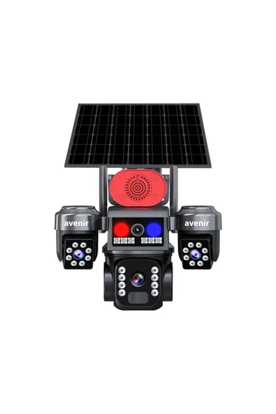 AVENİR AV-S463 Siyah Sim Kartlı 3 Kameralı 4G Güneş Enerjili Solar Kamera ürün görseli 1