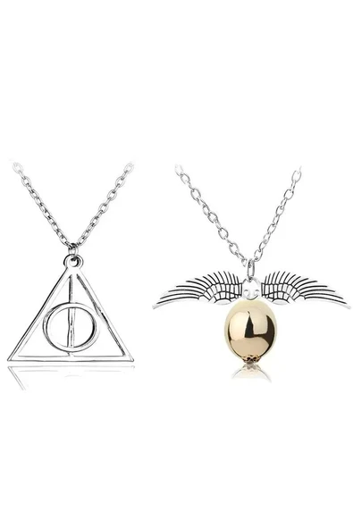Snitch Golden ve Ölüm Yadigarları Üçgen Harry Potter Unisex Kolye ürün görseli 1