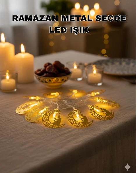 Secde Eden Adam Figürlü Ay Tasarımlı Ramazan LED Işık ürün görseli 1