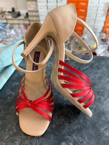 PASİON KIRMIZI  TANGO, DANS VE SALON AYAKKABISI 10 CM 15 PONT KAPALI TOPUK ürün görseli 1