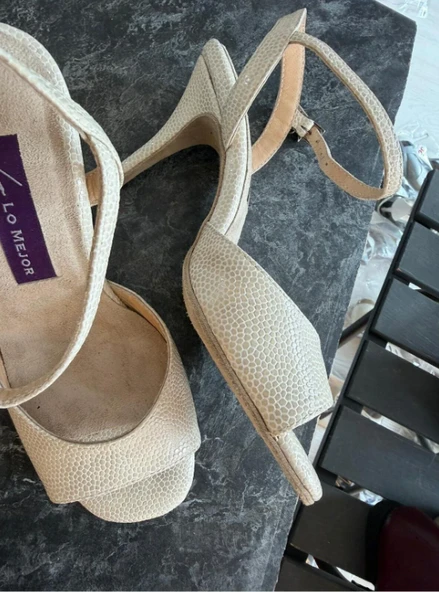 YILAN DERİSİ GÖRÜNÜMLÜ TANGO DANS VE SALON AYAKKABISI 8,5 CM 13 PONT KELEBEK MODEL ürün görseli 1