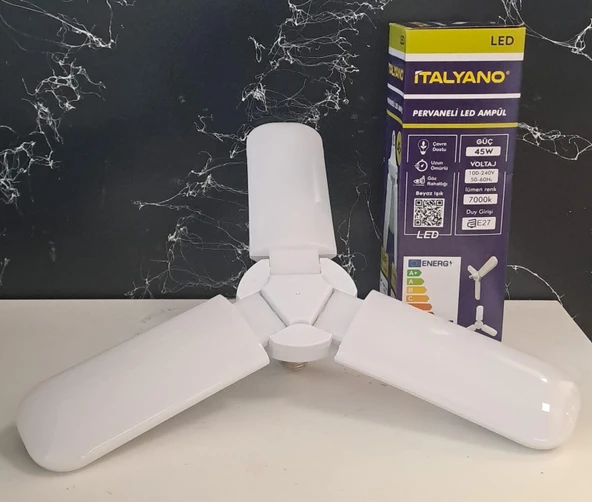 İTALYANO PERVANE 3 KANAT KATLANIR LED AMPUL 45 W 7000K BEYAZ IŞIK E27 DUY ürün görseli 1