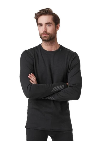Helly Hansen Lifa Merino Midweight Crew Erkek Sweat İçlik Üst Siyah ürün görseli 1