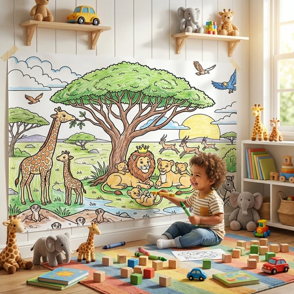 Orman Macerası Dev Rulo Boyama Kitabı 4 Metre 45 cm Genişlik - Resim 4