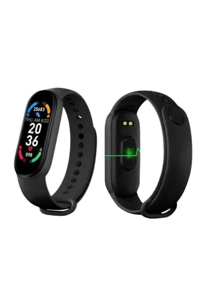 M6 Akıllı Bileklik Siyah Adımsayar Spor Takibi Android ve İOS Uyumlu ürün görseli 1