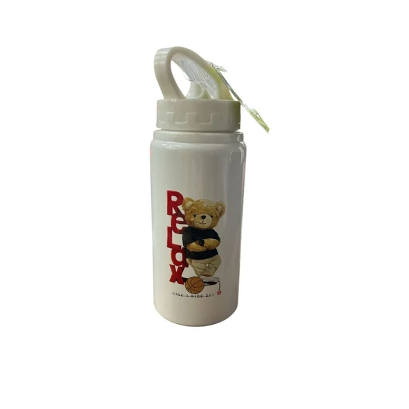 Fixpoint 500ml Alüminyum Desenli Matara P-1902-Beyaz ürün görseli 1