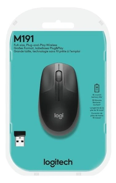 LOGITECH M191 910-005922 Kablosuz Mid Grey Gri Mouse - Resim 4