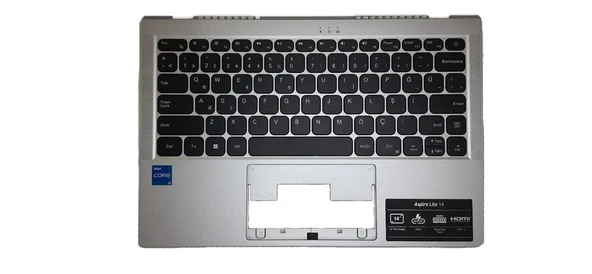 ACER ASPİRE LİTE AL14-51M-64WH F0080-003 ÜST KASA SİLVER + TR TÜRKÇE KLAVYE SİYAH ürün görseli 1