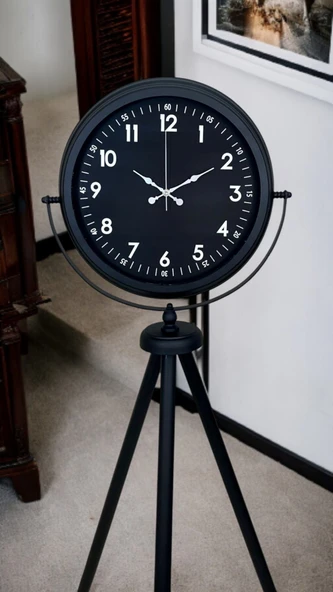 Royal Black Tripod Ayaklı Modern Tasarım Saat ürün görseli 1