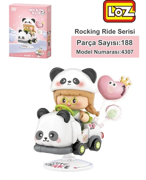 LOZ Sallanan Araba Serisi: Panda Süren Kız | 188 Parça Mikro Bloklar | 14+ Yaş | Lunapark Maketi ürün görseli 1