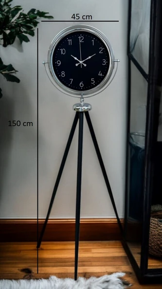 Krom Zarif Tripod Ayaklı Saat - Resim 5