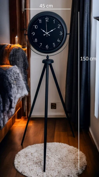 Sade Siyah Tripod Ayaklı Saat - Resim 5
