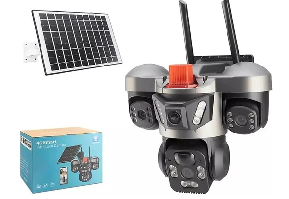 3 Kameralı Solar Wifi kablosuz İnternet ile Çalışan Güneş Enerjili 3 Lensli Gece Görüşlü Güvenlik Kamerası RX-66WS ürün görseli 1