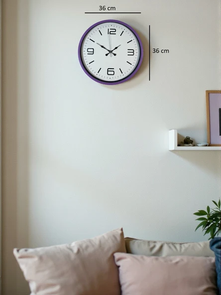 36 Cm Mor Dekoratif Duvar Saati - Resim 5