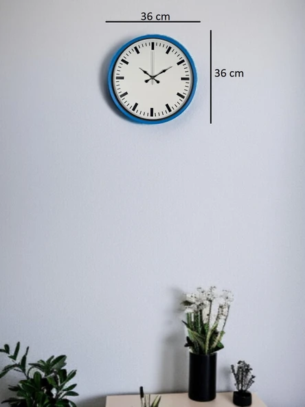 36 Cm Mavi Zarif Duvar Saati - Resim 5