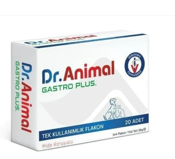 Dr. Animal Gastro Plus 20 Tablet  Kedi ve Köpek İçin Mide Koruyucu ve Kusma Önleyici Takviye ürün görseli 1