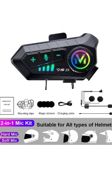y10 2x Motosiklet Kask İntercom Çift Eşleşme Rgb Işıklı Bluetooth Kulaklık 5,3 ürün görseli 1