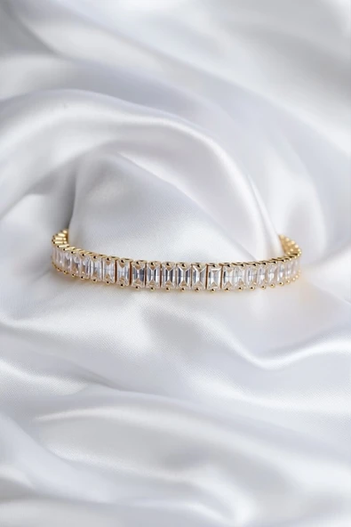 Jadem Gold 14 K Gold Renk Kaplama Zirkon Taşlı Baget Model CM Kadın Bileklik ürün görseli 1