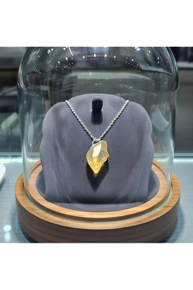 Jadem Gold Ham Sitrin Dogaltaş Kolye - Resim 6