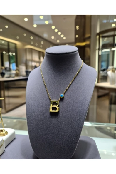 Jadem Gold Jade'm Gold B Harfli Çelik Kolye - Resim 6