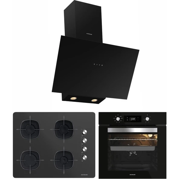 Silverline  Siyah Cam Ankastre Set (3481 Flam 60+CS5665B01 65 cm Ocak +BO65E4B01) ürün görseli 1