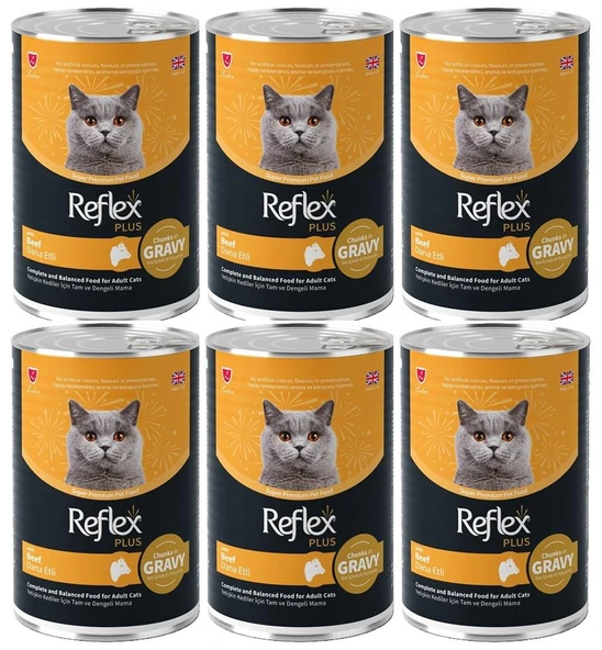 Reflex Plus Dana Etli Sos İçinde Et Parçacıklı Kedi Konservesi 400 Gr*6 ADET ürün görseli 1