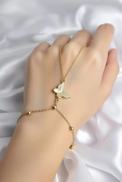 Jadem Gold 316L Çelik Gold Renk Kelebek Model Kadın Şahmeran ürün görseli 1