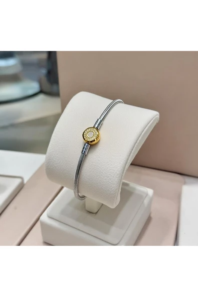 Jadem Gold Zirkon Taşlı Paslanmaz Çelik Charm Bileklik ürün görseli 1