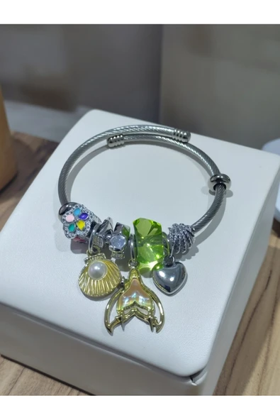 Jadem Gold incili çelik charm bileklik ürün görseli 1