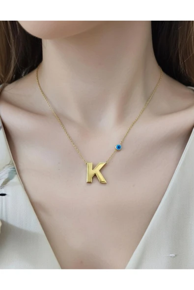 Jadem Gold K Harfli Çelik Kolye - Resim 5