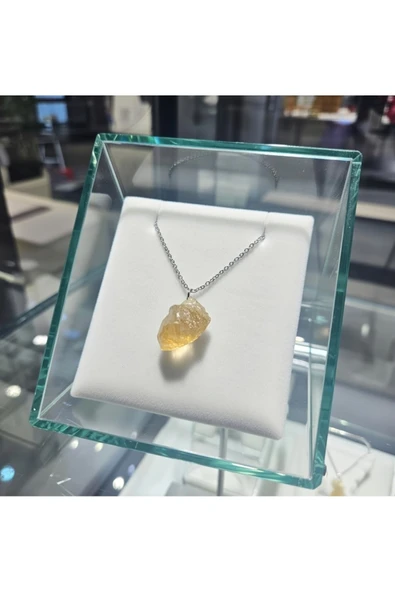 Jadem Gold Ham Sitrin Dogaltaş Kolye - Resim 4