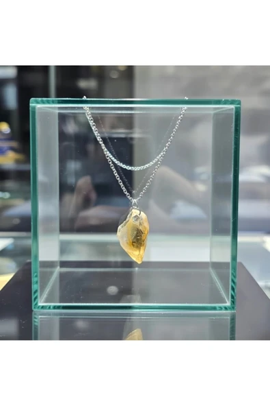Jadem Gold Ham Sitrin Dogaltaş Kolye - Resim 5