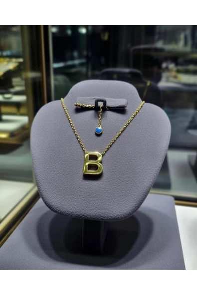 Jadem Gold Jade'm Gold B Harfli Çelik Kolye - Resim 7