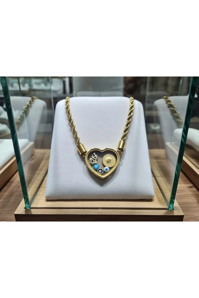 Jadem Gold Paslanmaz Çelik Nazar Boncuklu Fanuslu Bileklik ürün görseli 1