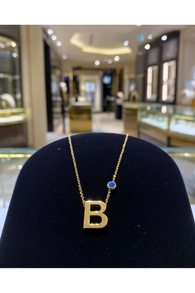 Jadem Gold Jade'm Gold B Harfli Çelik Kolye - Resim 2