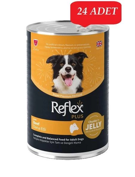 Reflex Plus Jöle İçinde Dana Etli Yetişkin Konserve Köpek Maması 400 Gr*24 ADET ürün görseli 1