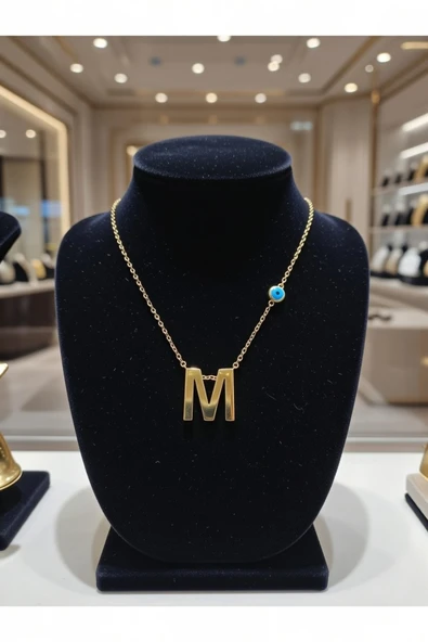 Jadem Gold Paslanmaz Çelik M Harfli Kolye - Resim 3