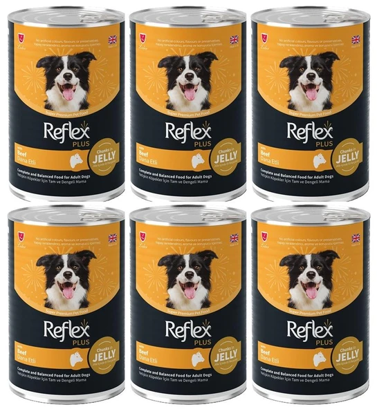 Reflex Plus Jöle İçinde Dana Etli Yetişkin Konserve Köpek Maması 400 Gr*6 ADET ürün görseli 1